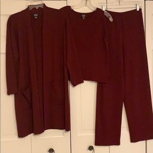 3 pc Knit pant, Slvls Shell, & Cardigan w/ pkts